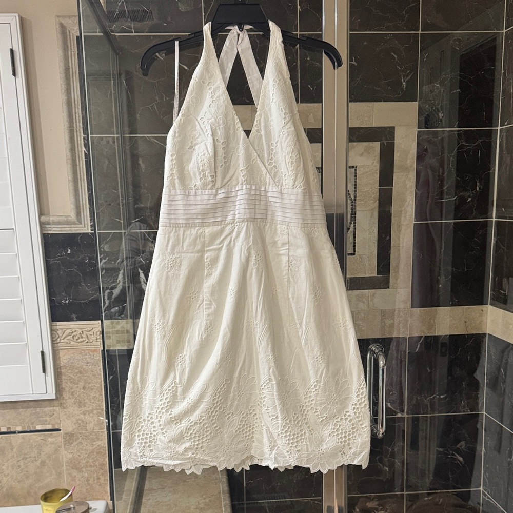 Lilly Pulitzer White Halter Eyelet Midi Dress